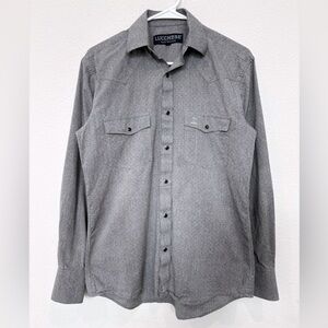 Men's Lucchese Bootmaker Pearl Snap Yoke Shirt Small Gray Western Cowboy